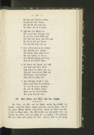 86. Der Löwe, der Esel und der Fuchs.