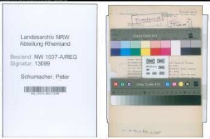Entnazifizierung Peter Schumacher , geb. 00.00.0000 ()