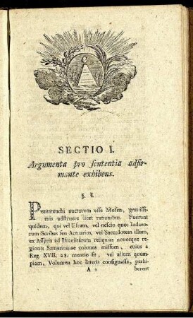 Sectio I. Argumenta pro sententia adfirmante exhibens.
