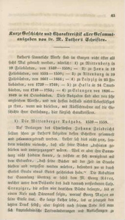 43-59 Kurze Geschichte und Charakteristik aller Gesamtausgaben von Dr. Martin Luther's Schriften