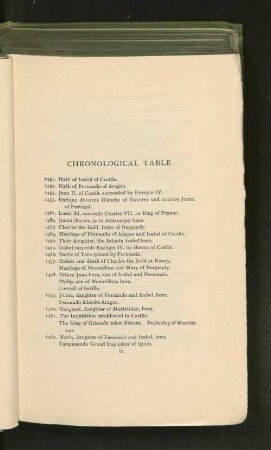 Chronological Table