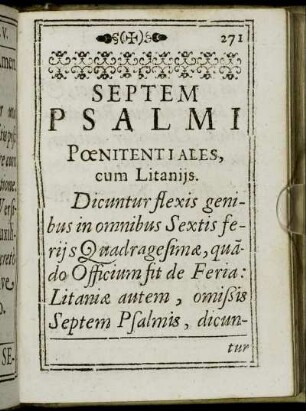 Septem Psalmi Pœnitentiales, cum Litanijs.