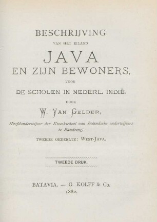 Gedeelte 2: Beschrijving van het eiland Java en zijn bewoners voor de scholen in Nederl. Indië
