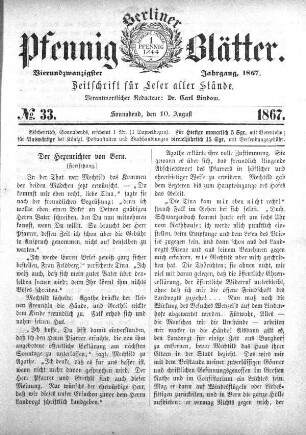 No. 33, Sonnabend, den 10. August