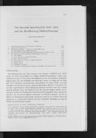Die dänische Sprachpolitik 1850-1864 und die Bevölkerung Mittelschleswigs [Teil I]