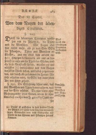 XI. Capitel. Von dem Nutzen der lebendigen Creaturen.