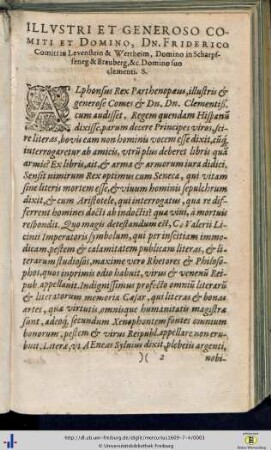 Illustri et Generoso Comiti et Domino, Dn. Friderico…