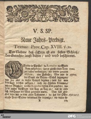 Neue Jahrs-Predigt.