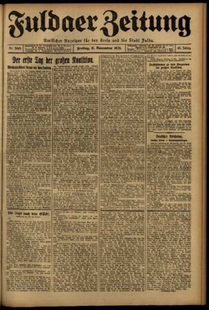 Erste Ausgabe vom Freitag, den 11. November 1921.