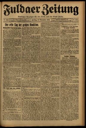 Erste Ausgabe vom Freitag, den 11. November 1921.