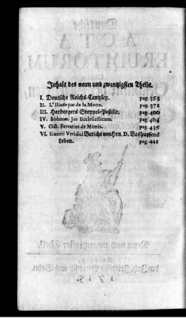 Inhalt des neun und zwantzigsten Theils.