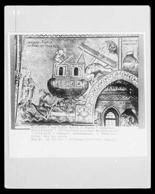 Mosaikprogramm — Bilder im Langhaus — Altes Testament — Südwand, Arkadenzone, 1. Feld von Osten: Bau der Arche
