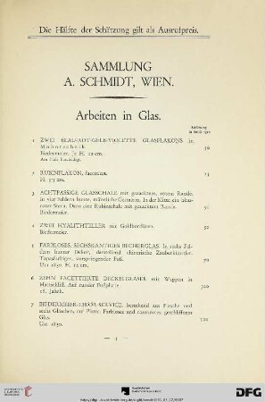 Arbeiten in Glas (Nr. 1-61)