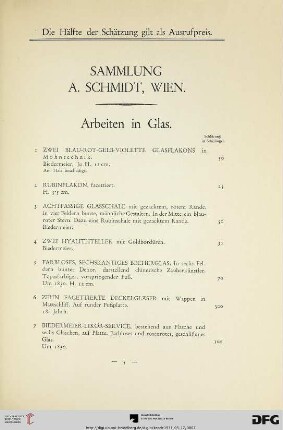 Arbeiten in Glas (Nr. 1-61)
