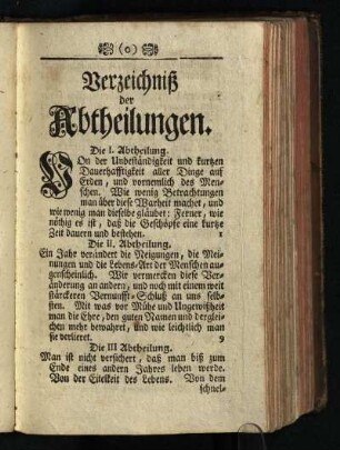 Verzeichniß der Abtheilungen