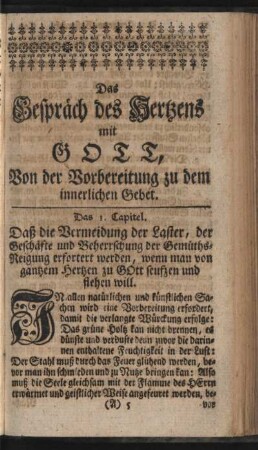 Das Gespräch des Hertzens mit Gott, Von der Vorbereitung zu dem innerlichen gebet