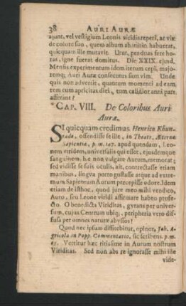 Cap. VIII. De Coloribus Auri-Aurae.