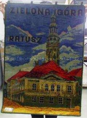 Wandteppich mit Ansicht des Rathauses von Zielona Gora