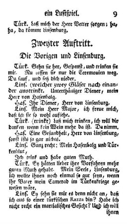 Zweyter Auftritt. Die Vorigen und Linsenburg