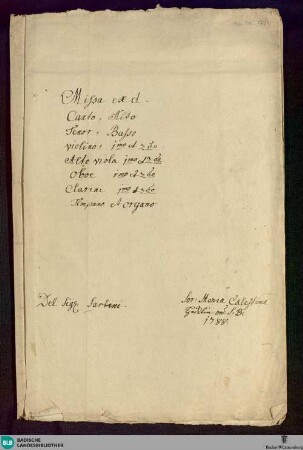Masses - Don Mus.Ms. 1724 : V (4), orch, org; D