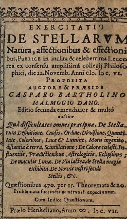 Exercitatio de stellarum natura ...