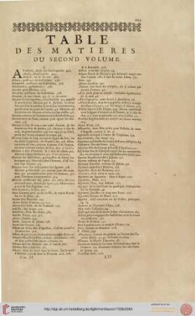 Table des matieres du second volume