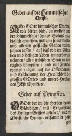 Gebet auf Pfingsten.