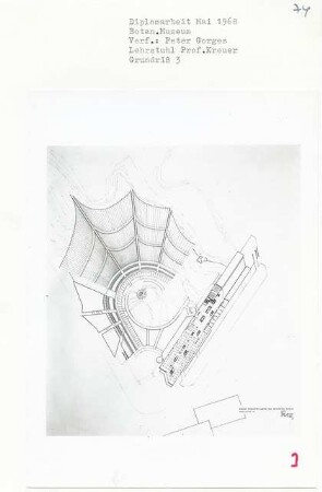 Botanisches Museum (Diplomarbeit bei Willy Kreuer): Grundriss Bibliothek 1:200