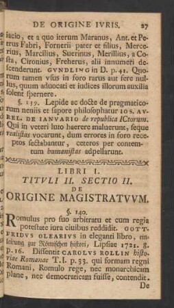 Libri I. Tituli II. Sectio II. De Origine Magistratuum