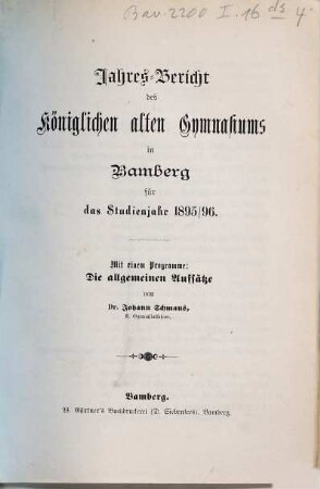 Jahresbericht : über das Schuljahr ... 1895/96