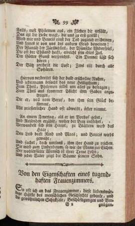 Von den Eigenschaften eines tugendhaften Frauenzimmers.