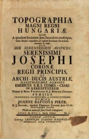 Topographia Magni Regni Hungariae