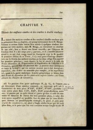 Chapitre V. Théorie des surfaces courbes et des courbes à double courbure.