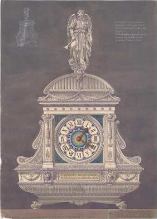 Dolmetsch, Heinrich; Tischuhr - Ansicht, Perspektive