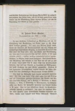 Dr. Johann David Streitel, Brunnenmedicus von 1721 — 1723.