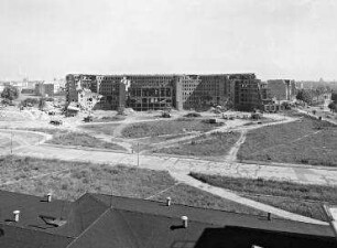 100° Panorama, Kulturforum mit Philharmonie, St. Matthäus-Kirche und Ruine „Haus des Fremdenverkehrs“ Ansicht von Süd-Westen. Berlin-Tiergarten, Sigismundstraße