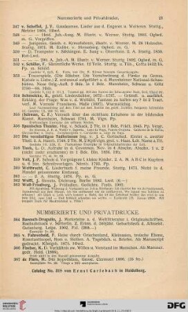 Nummerierte und Privatdrucke (Nr. 364-374)
