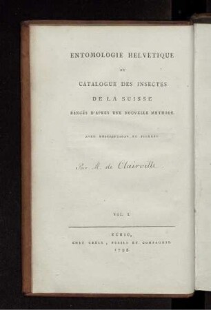1. Th.: Helvetische Entomologie. 1