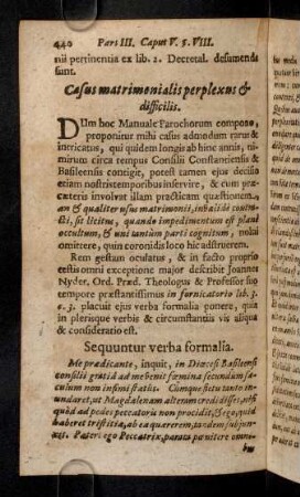 440-445, Casus matrimonialis perplexus et difficilis; ...