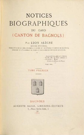Notices biographiques du Gard (canton de Bagnols), 1