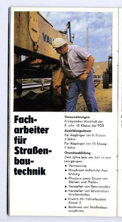 Prospekt: VEB Verkehrs- und Tiefbaukombinat Dresden