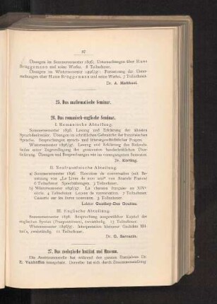 26. Das romanisch-englische Seminar.