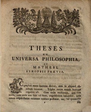 Theses Ex Universa Philosophia, Et Mathesi