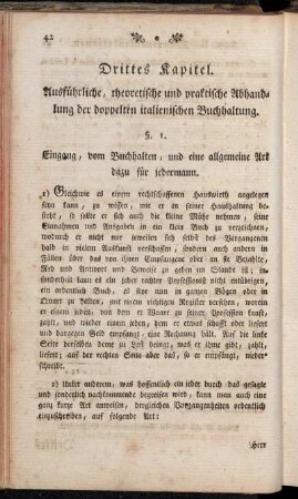 Drittes Kapitel. Ausführliche, theoretische und praktische Abhandlung der doppelten italienischen Buchhaltung.
