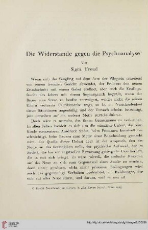 11: Die Widerstände gegen die Psychoanalyse
