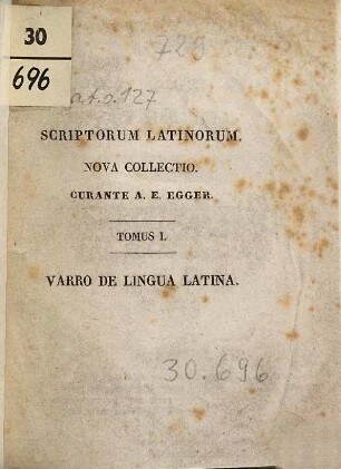 M. T. Varronis Librorum De lingua Latina quae supersunt : adjectus indicibus II post Muelleri curas etiam locupletatis