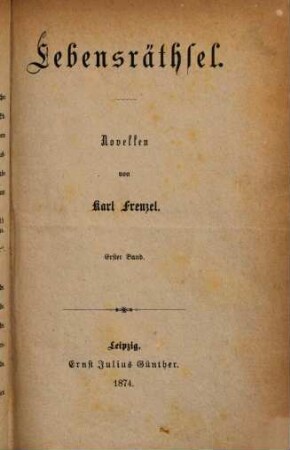 Lebensräthsel : Novellen, 1