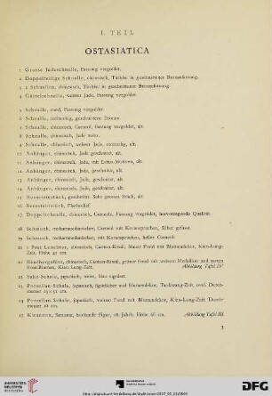 I. Teil Ostasiatica(Nr. 1-201)