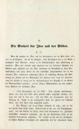 C. Die Einheit der Idee und des Bildes