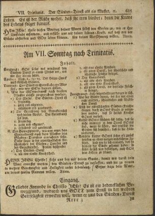 Am VII. Sonntag nach Trinitatis.